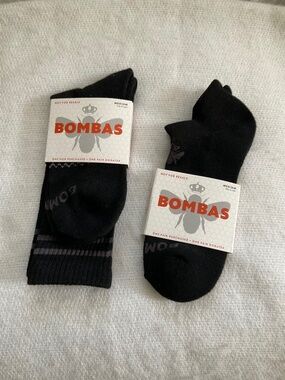 Bombas Women’s Socks Sz M 1 pr ankle 1 pr calf Black NEW